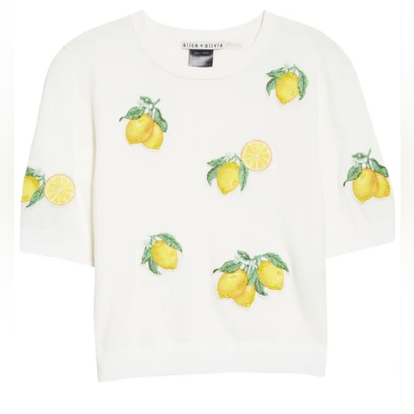 ALICE + OLIVIA Ciara Beaded Lemon Sweater